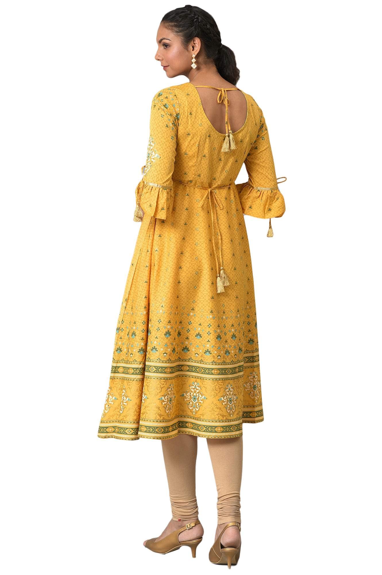 Aurelia WomenS Polyester Regular Kurta (22Aua13598-505300_Yellow