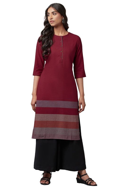 W for Woman Cotton Dobby Placket Kurta for Women