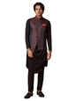 Manyavar Kurta Jacket Set For Men, Full Sleeves Mandarin Collar Ethnic Kurta Jacket Set For Festival, Wedding, Party Blended Ray