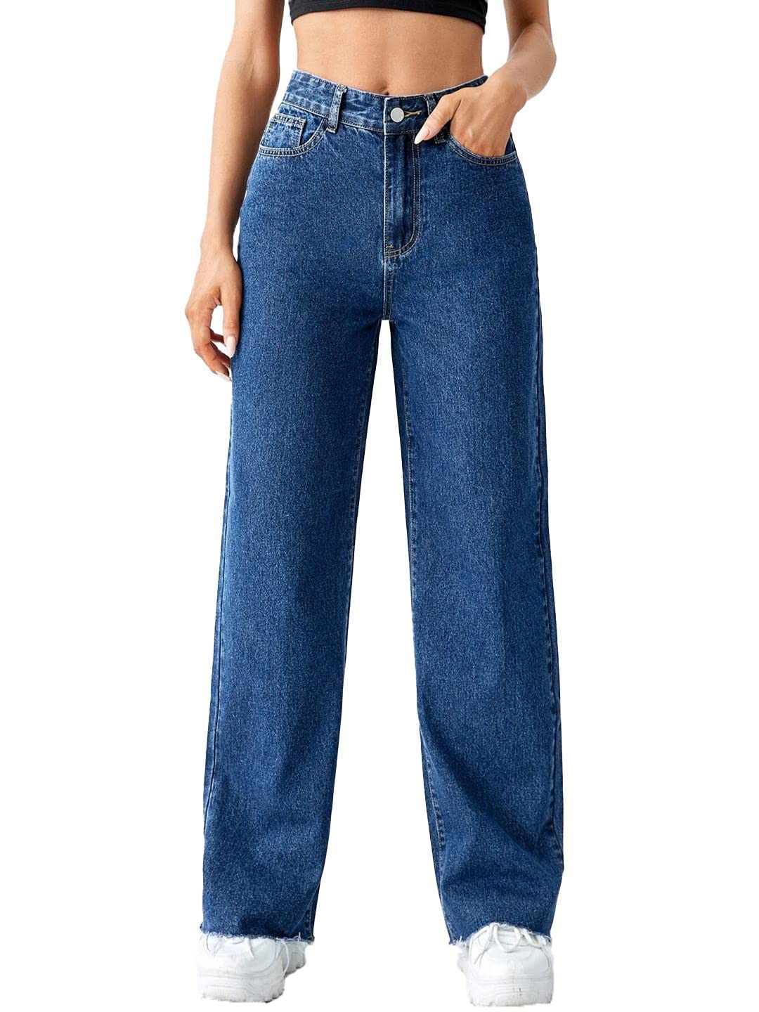 KOTTY Womens High Rise Cotton Lycra Blend Ankle Length Relaxed Fit Jeans