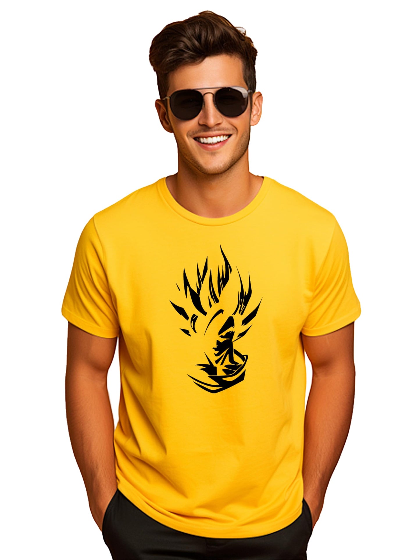 ADRO Men's Solid Regular Fit T-Shirt (RN24-GOK-MU_Mustard