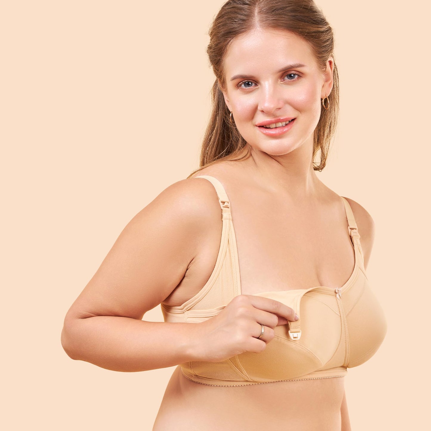 Enamor Innovations Eco-Melange Cotton, Womens Nursing Bra - Sectioned Lift and Support, Non Padded, Wirefree, High Coverage - M