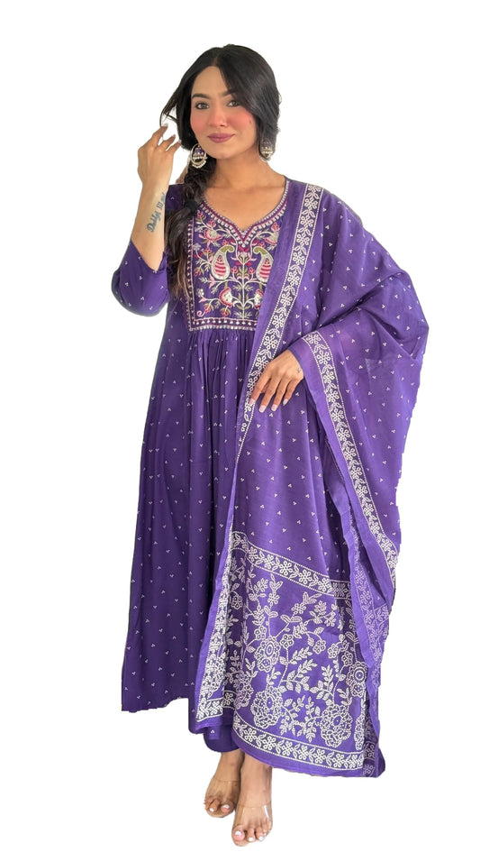 Nermosa Women Silk Embroidery Kurta and Pant Set with Dupatta