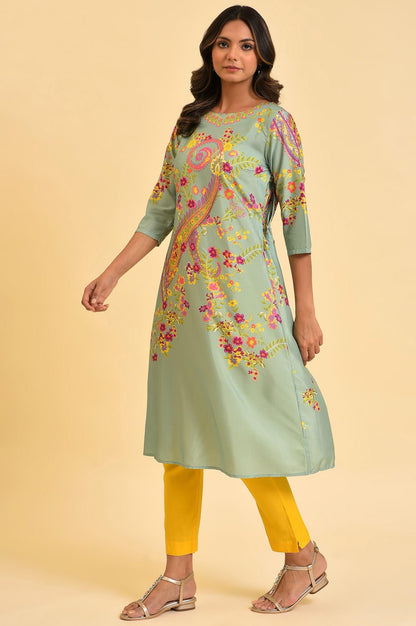 W For Woman WomenS Polyester Regular Kurta (23Few18742-119780_Sprucetone