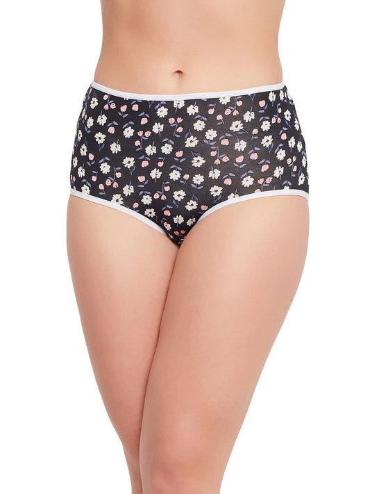 Clovia WomenS Viscose High Waist Floral Print Hipster Panty (Pn3221E13_Black_S)