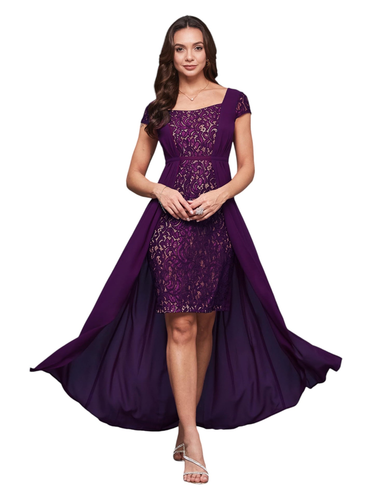 Miss Chase Womens Sweet-Heart Neck Cap Sleeve Maxi Dress (MCSS24D16-52-289-03, Dark Purple, S)