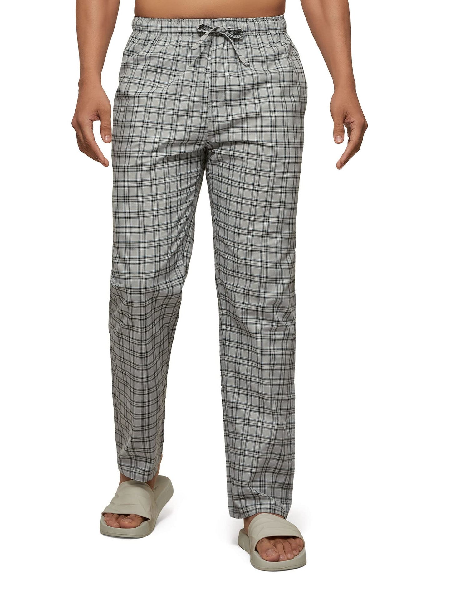 XYXX Mens Super Combed Cotton Checkered Checkmate Pyjamas [Pack of 3] Elasticated Waist, Drawstring | Loungewear for Men in Red