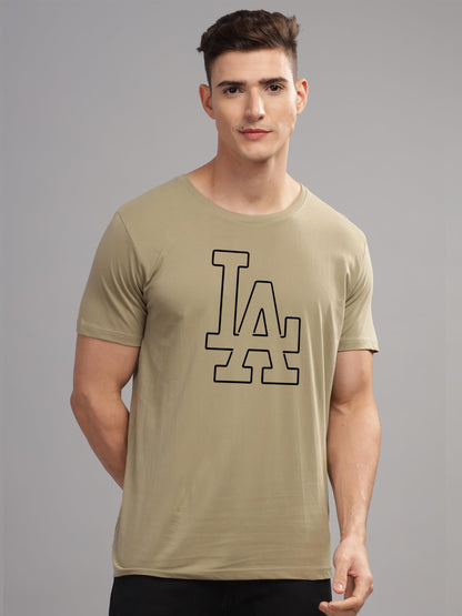 ADRO Mens Printed T Shirt - Premium Cotton Graphic Printed Tshirt - Beige T-Shirt - RN24-LA-BE