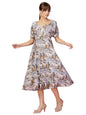 Oomph! Flared Dress For Women Stylish | Long One Piece For Women | Puff Sleeve Long Dress | Floral Print Maxi One Piece | Wester
