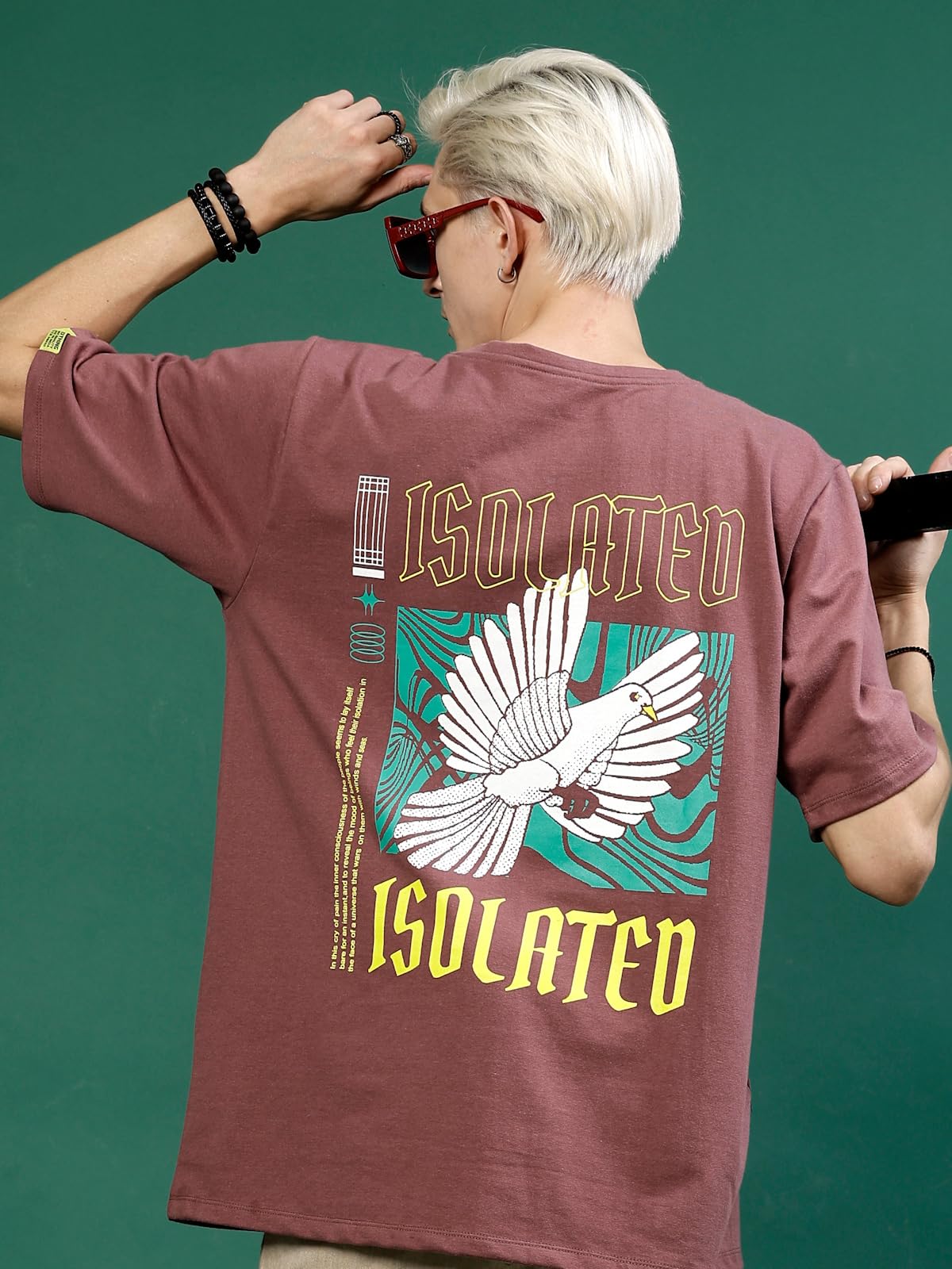 Rigo Back Printed Half Sleeves Round Neck Oversized T-Shirt for Men | Drop Shoulder T-Shirt for Men | Loose Baggy Fit T-Shirt fo