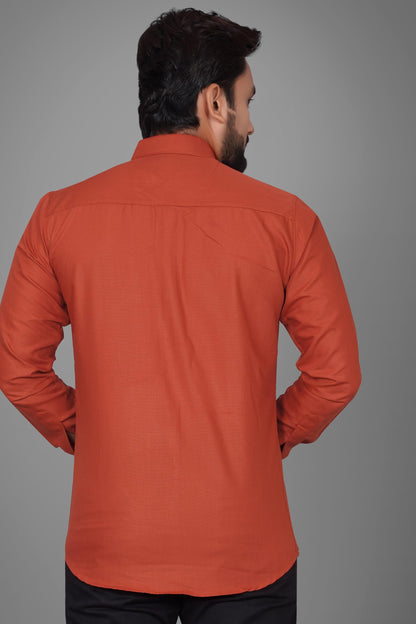 Besix MenS Cotton Blend Solid Shirt With Spread Collared Full Sleeve Button Closure Curved Hem Straight Length And One Pocket |