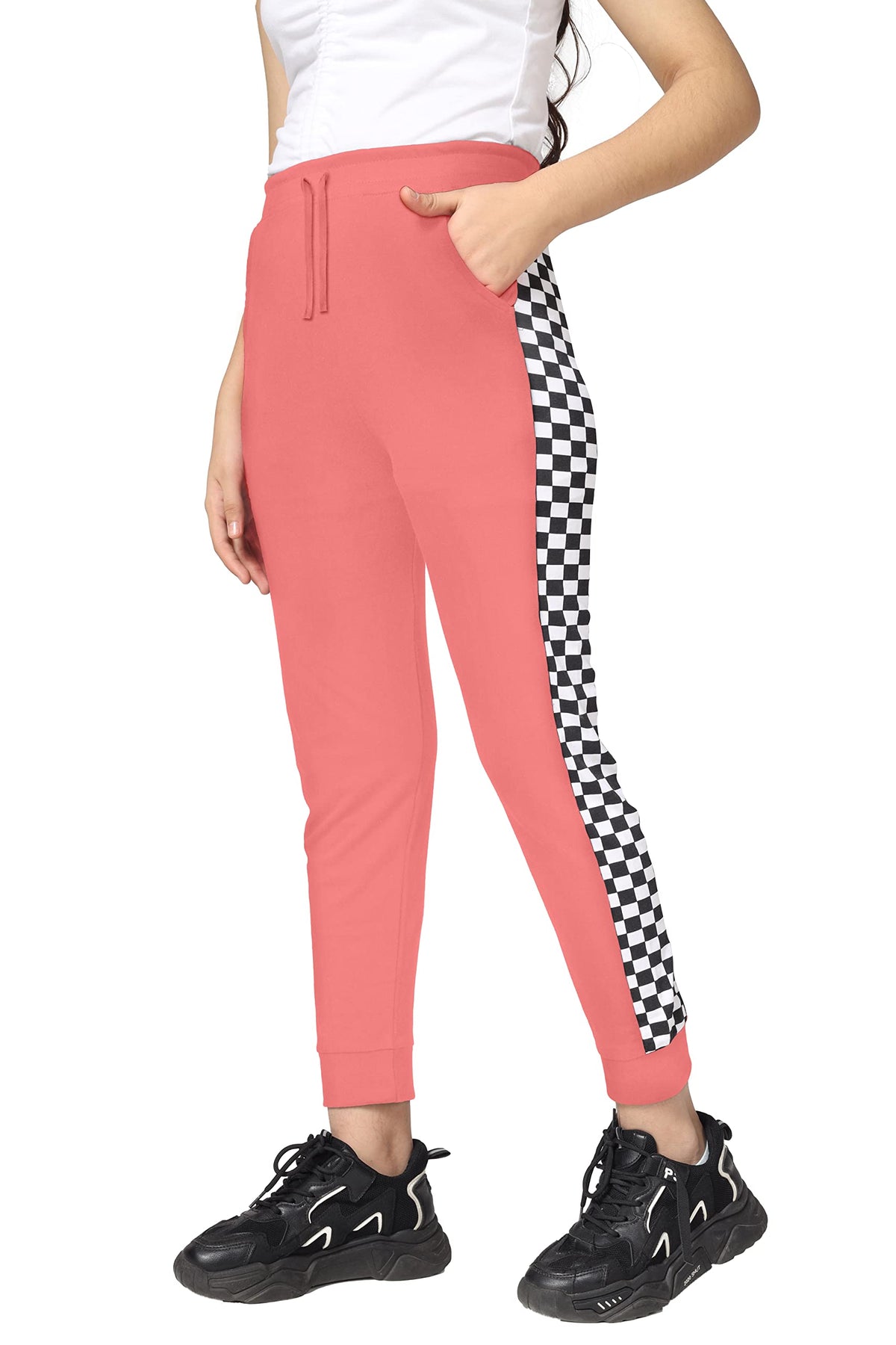 Kyda Kids Girls Cotton Printed Track Pants With Pocket - (Pack Of 1) Coral
