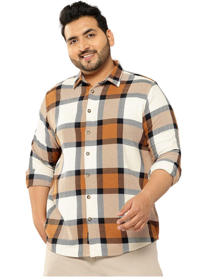 Thomas Scott | Mens | Plus Size | Regular Fit | Knitted | 100% Cotton | Long Sleeve | Checks Printed | Shirts for Men (TS1740_C