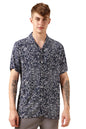 Dennis Lingo Men Navy Blue Rayon Half Sleeve Cuban Collar Aop Shirts_Dlmshmjj24003