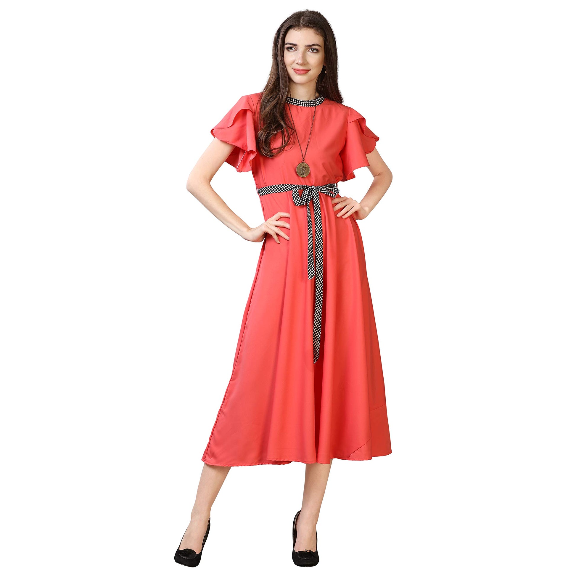 Oomph! WomenS Western & Fusion Wear Midi Dresses For Women, Beach, Pink - Md66