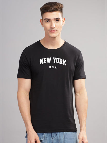 ADRO Mens Solid Regular Fit T-Shirt (RN24-NEW-BL_Black