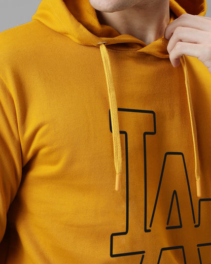 ADRO Mens Cotton Neck Hooded Sweatshirt (H24-LA-MU_Mustard