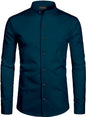 Mildin MenS Cotton Blend Solid Shirt With Mandarin Chinese Collar Full Sleeve Curved Hemline Button Closure Slim Fit | Shirt Fo