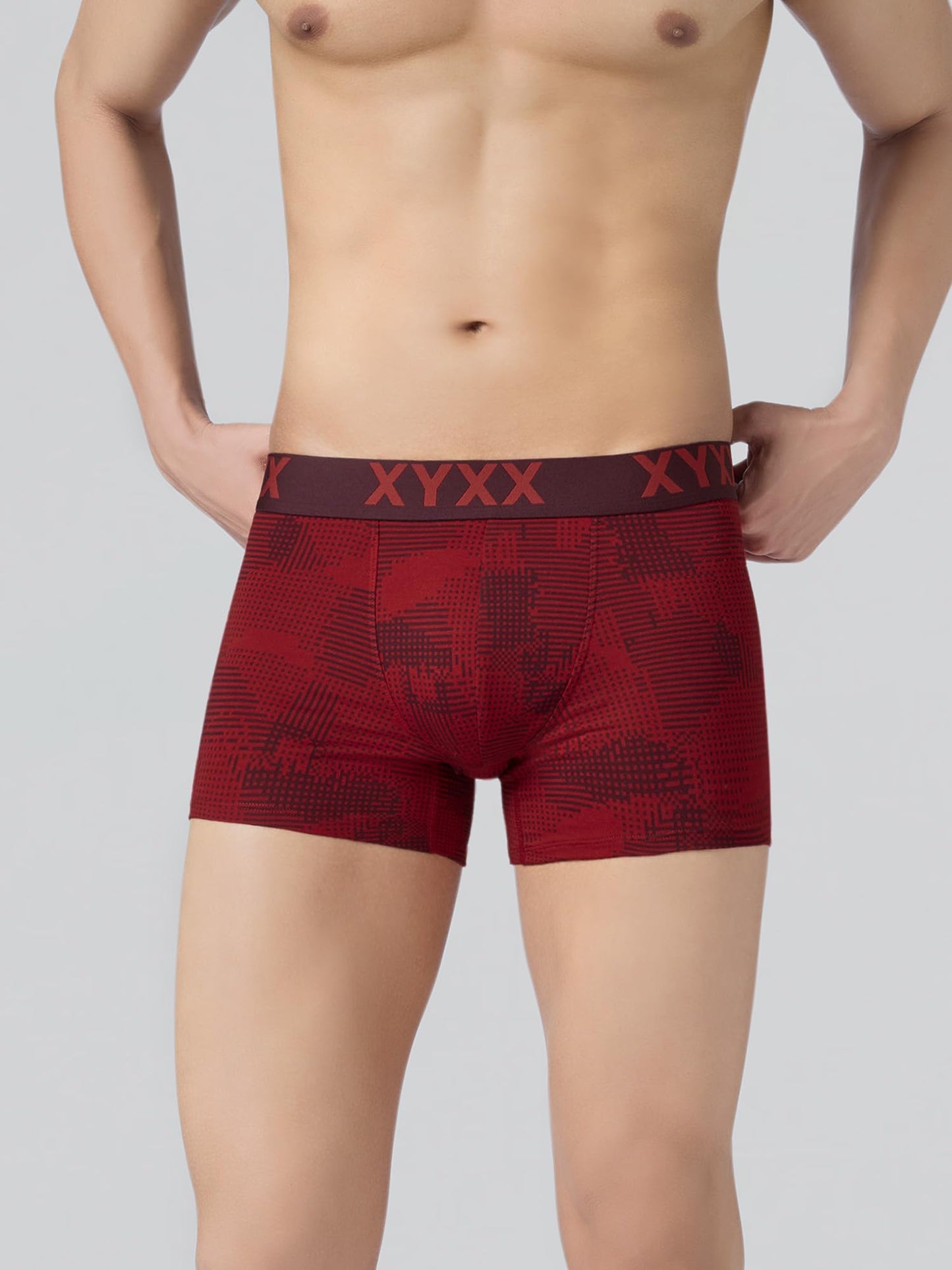 XYXX Mens Blend Geometric (Pack of 2) Cotton Modal Matrix Trunk_2_Cascade Blue+Code Red
