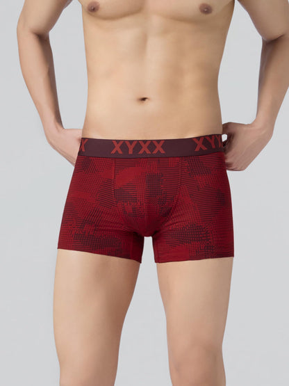 XYXX Mens Blend Geometric (Pack of 2) Cotton Modal Matrix Trunk_2_Cascade Blue+Code Red