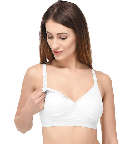 Fabme WomenS Cotton Non Padded Wire Free Maternity Bra Pink,White,Blac