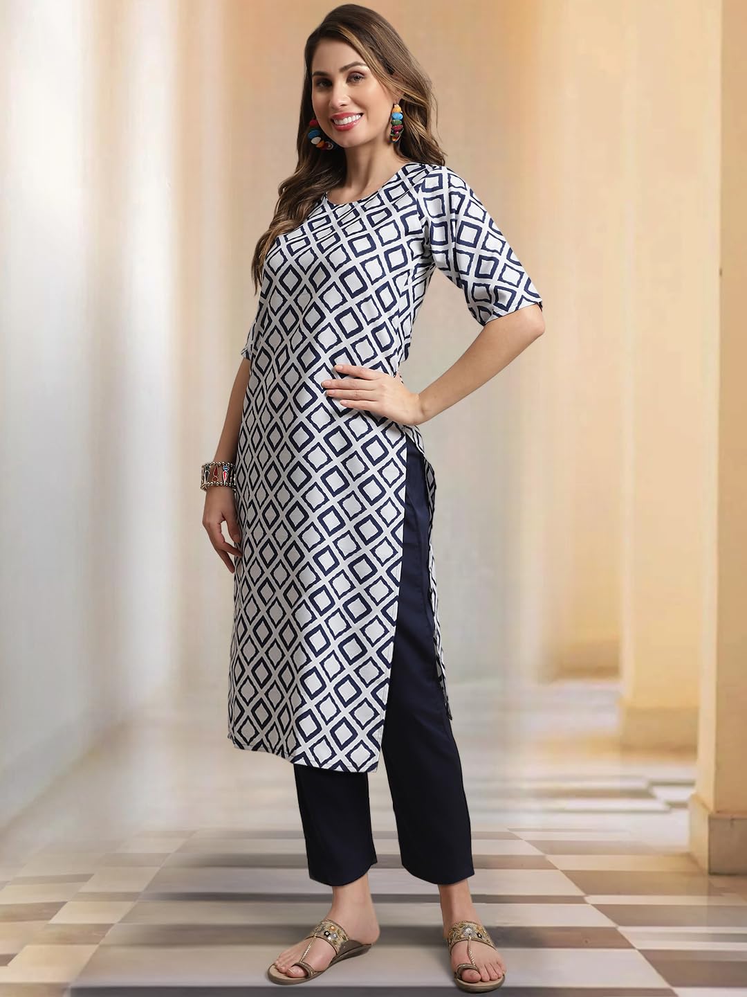 Tee Projekt Printed Crepe Kurti & Pant Set For Women Festival Wear For Women