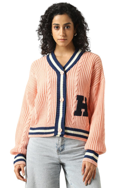 Hubberholme Women Acrylic Knitted Regular Fit V Neck Full Sleeves Sweaters 19