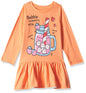T2F Girls Cotton A-Line Knee-Length Casual Dress (GLS-DRZ-05_Light Orange