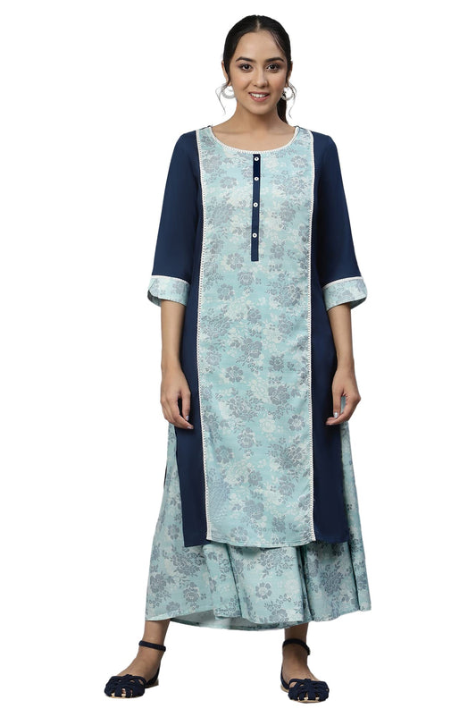 Aurelia Women's Floral Print Rayon Kurta Set with Culottes