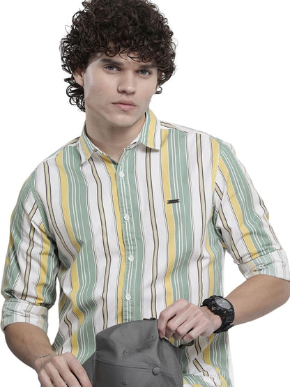 The Indian Garage Co Mens Slim Fit Shirt (0722-SH302-01_Green Yellow