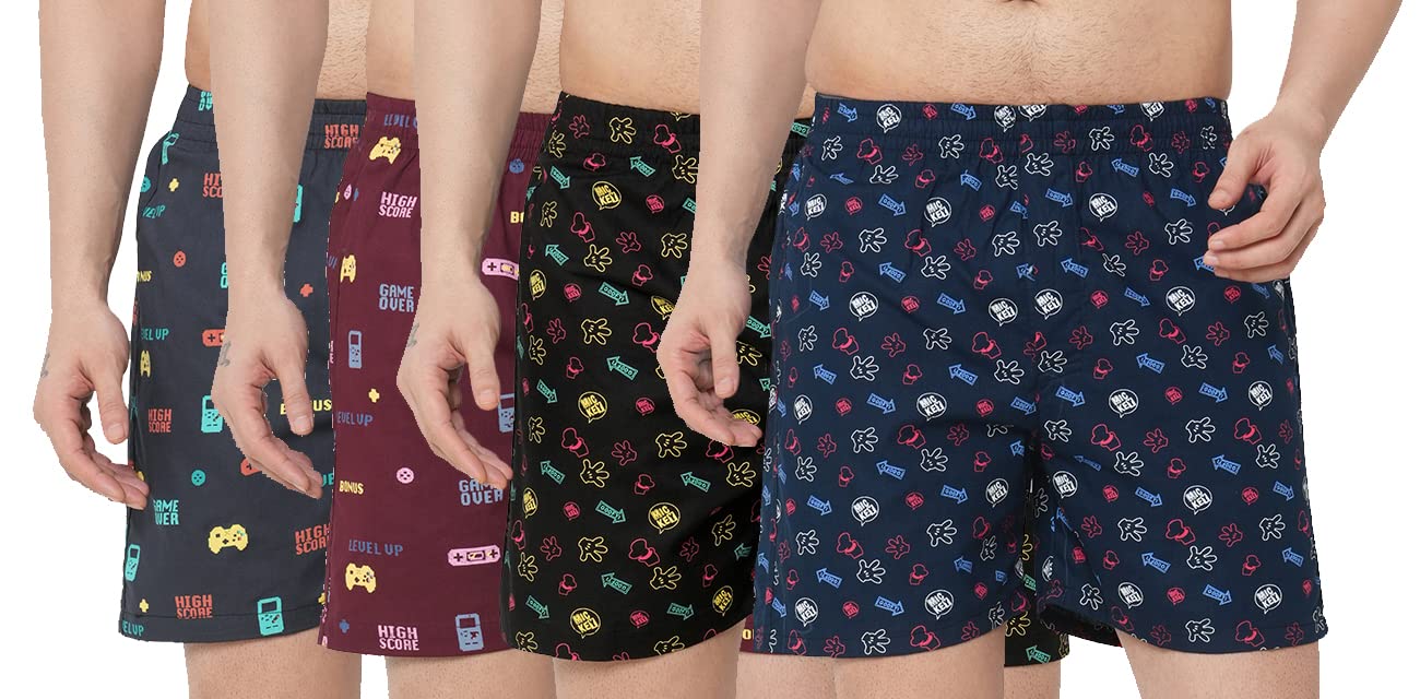 ANNI DESIGNER Mens Cotton Printed Boxer Shorts (Pack of 4) (ANL-BXR-PACK-4-AN-026_XXL_Multi_ XX-Large) Multicolour