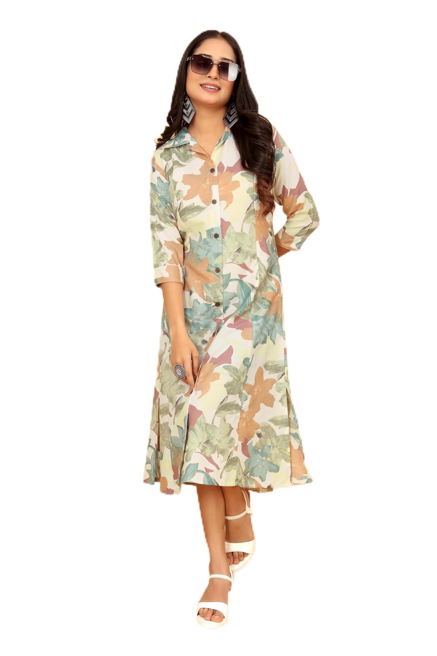 Kesudi Latest Floral Print A-Line Dress For Women Stylish Summer Printed Rayon Dress For Women Modern & Chic Design New 2025 Col
