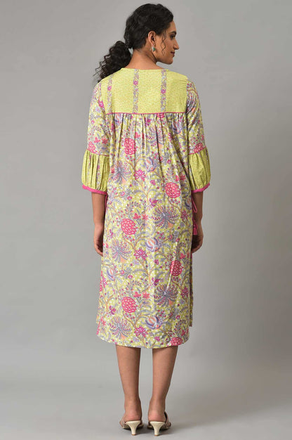 W For Woman WomenS Polyester Green Printed Godget Plu Size Summer Dress Calf Length 23Few18426G-119549_Nile