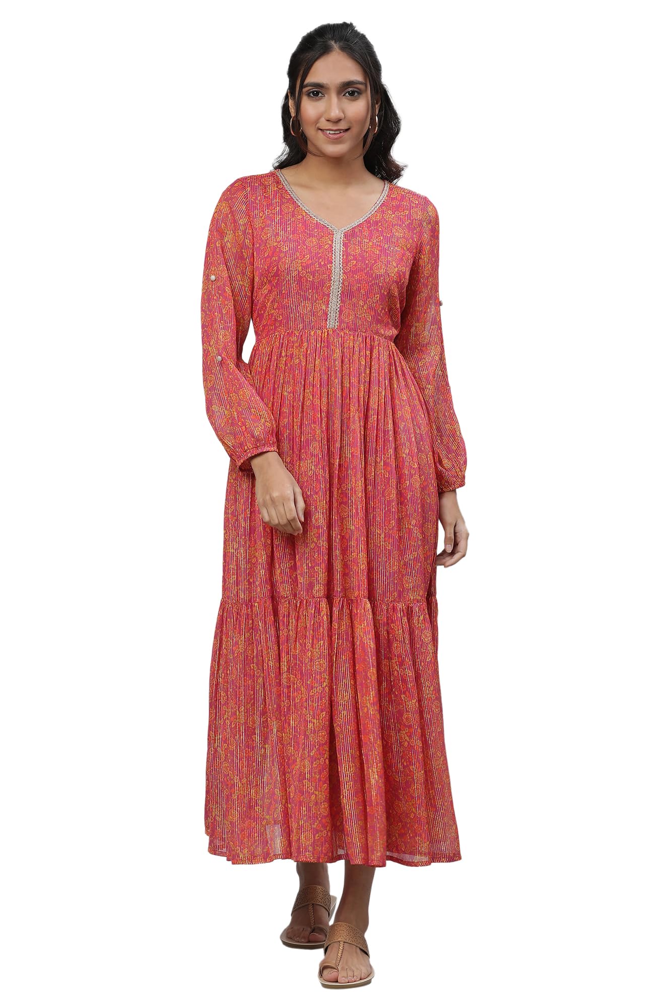 Aurelia Purple Floral Printed Midi Dress For Women