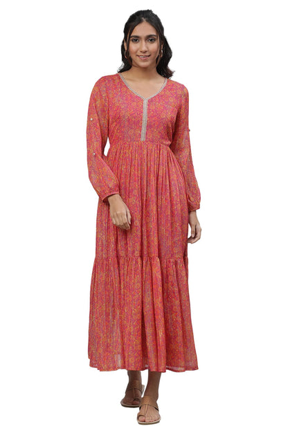 Aurelia Purple Floral Printed Midi Dress For Women