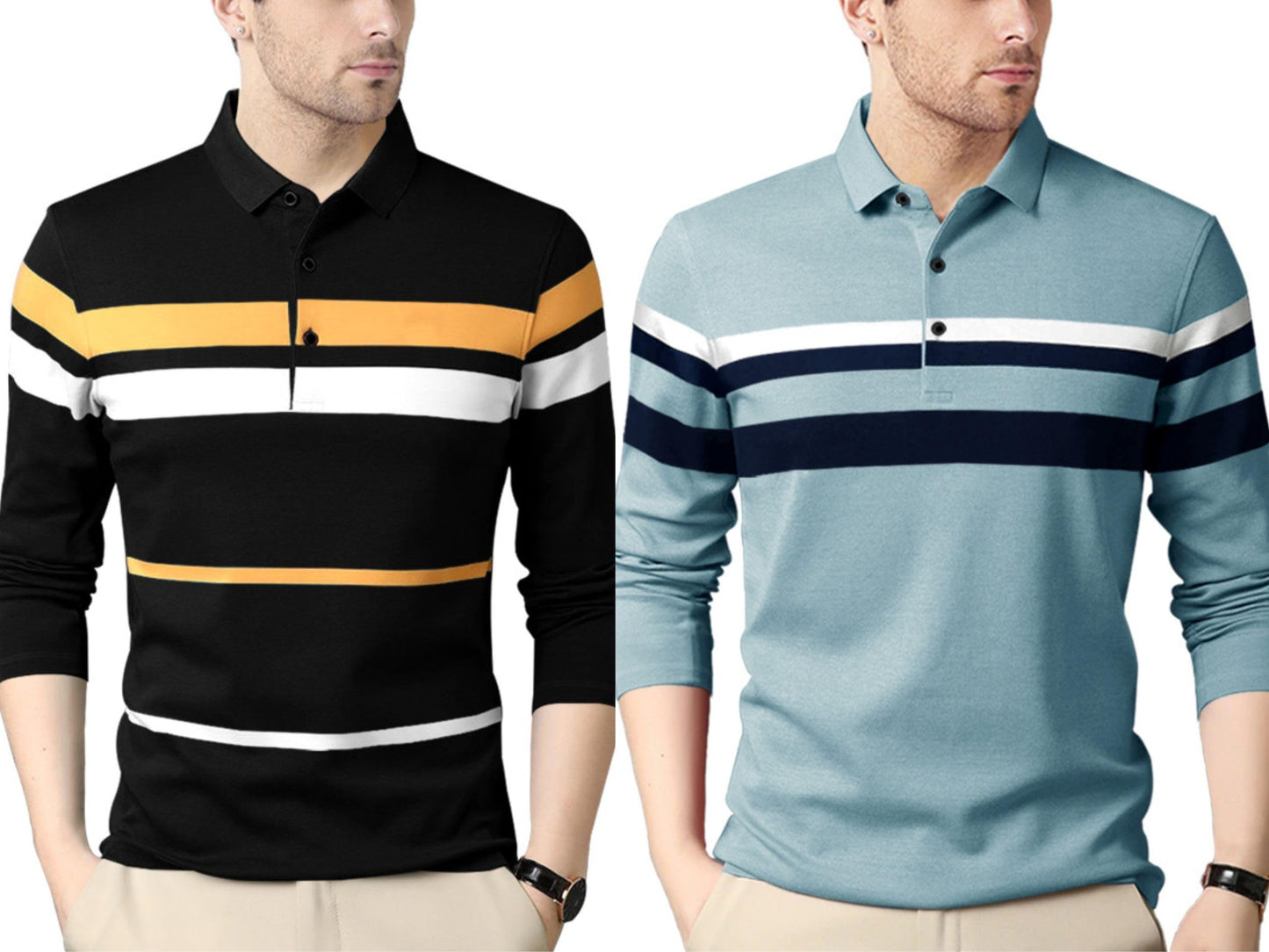 Noble Monk MenS (Combo Pack Of 2) -Regular Fit Polo T Shirt |Full Sleeves T-Shirt