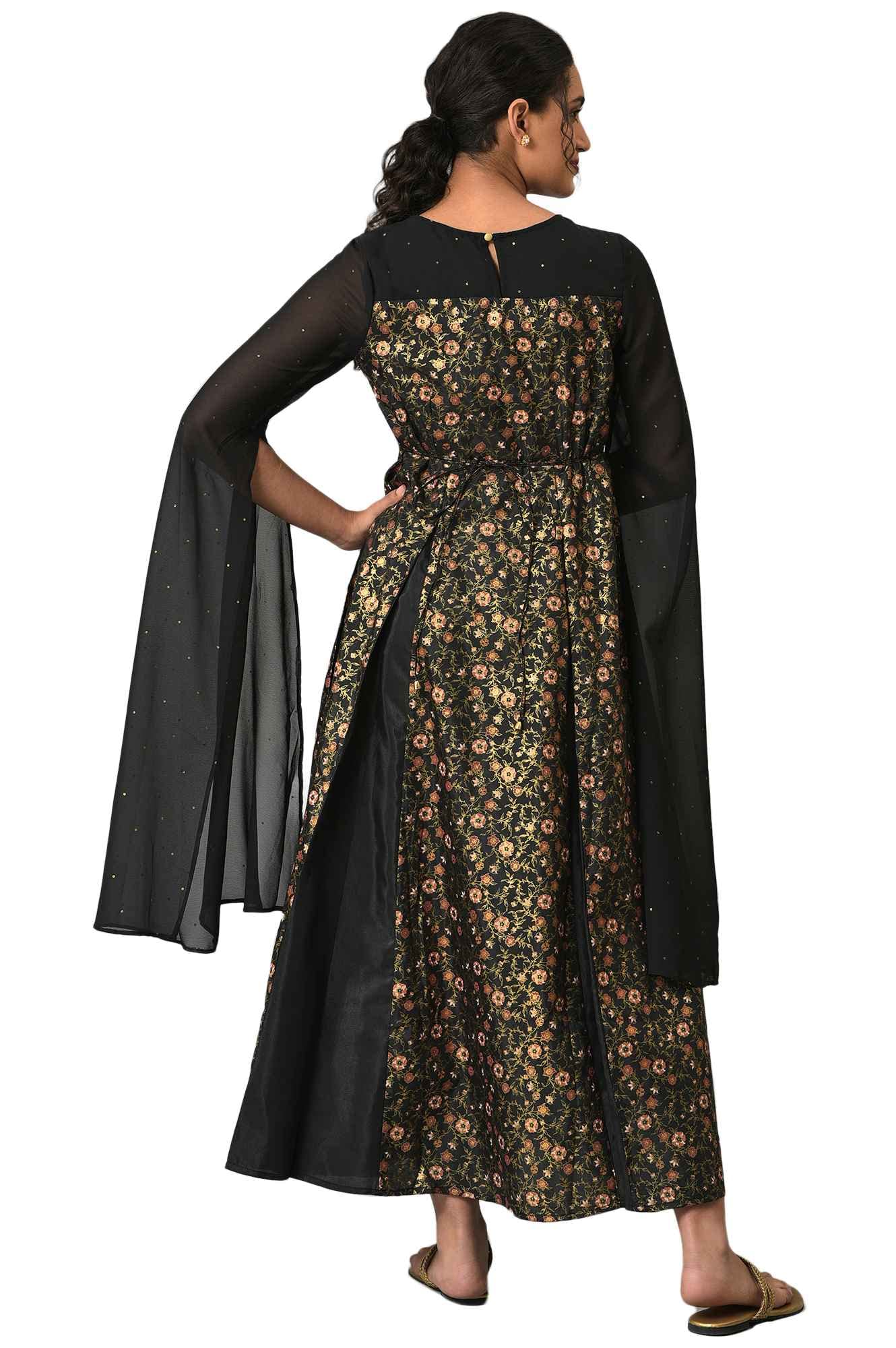 Aurelia WomenS Polyester Fit And Flare Midi Dress (22Aua13654-506524_Black