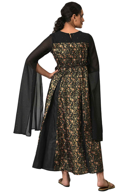 Aurelia WomenS Polyester Fit And Flare Midi Dress (22Aua13654-506524_Black