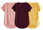 Fabricorn Combo Of Three Plain Mustard Yellow, Dusty Rose And Wine V-Neck Up And Down Cotton Tshirt For Women (Mustard Yellow, D
