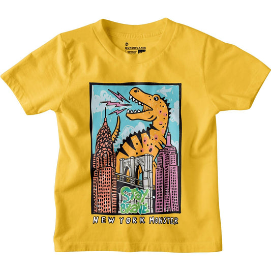 Bon Organik Boys Regular Fit T-Shirt (BON12186_Yellow