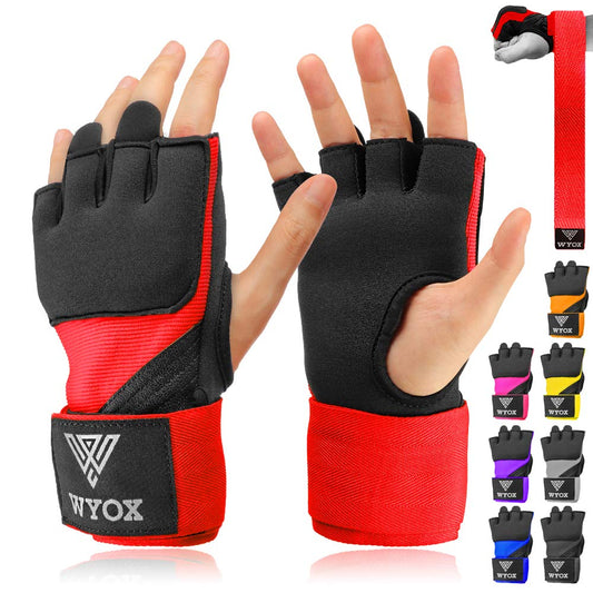 WYOX Gel Quick Hand Wraps for Boxing MMA Kickboxing - EZ-Off & On - Padded Knuckle with Wrist Wrap Protection for Men Women Yout