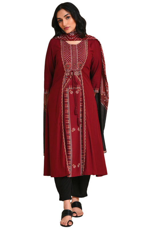 W for Woman Women's Viscose Kurta Set Straight Pant & Dupatta