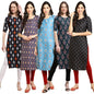Pinkmint Crepe Digital Printed Kurti For Womens Straight Kurti For Women (Pack Of 5)