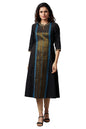 Aurelia WomenS Cotton Blend Stripes Regular Kurta (22Fea13161-702598_Jet Black_3Xl)