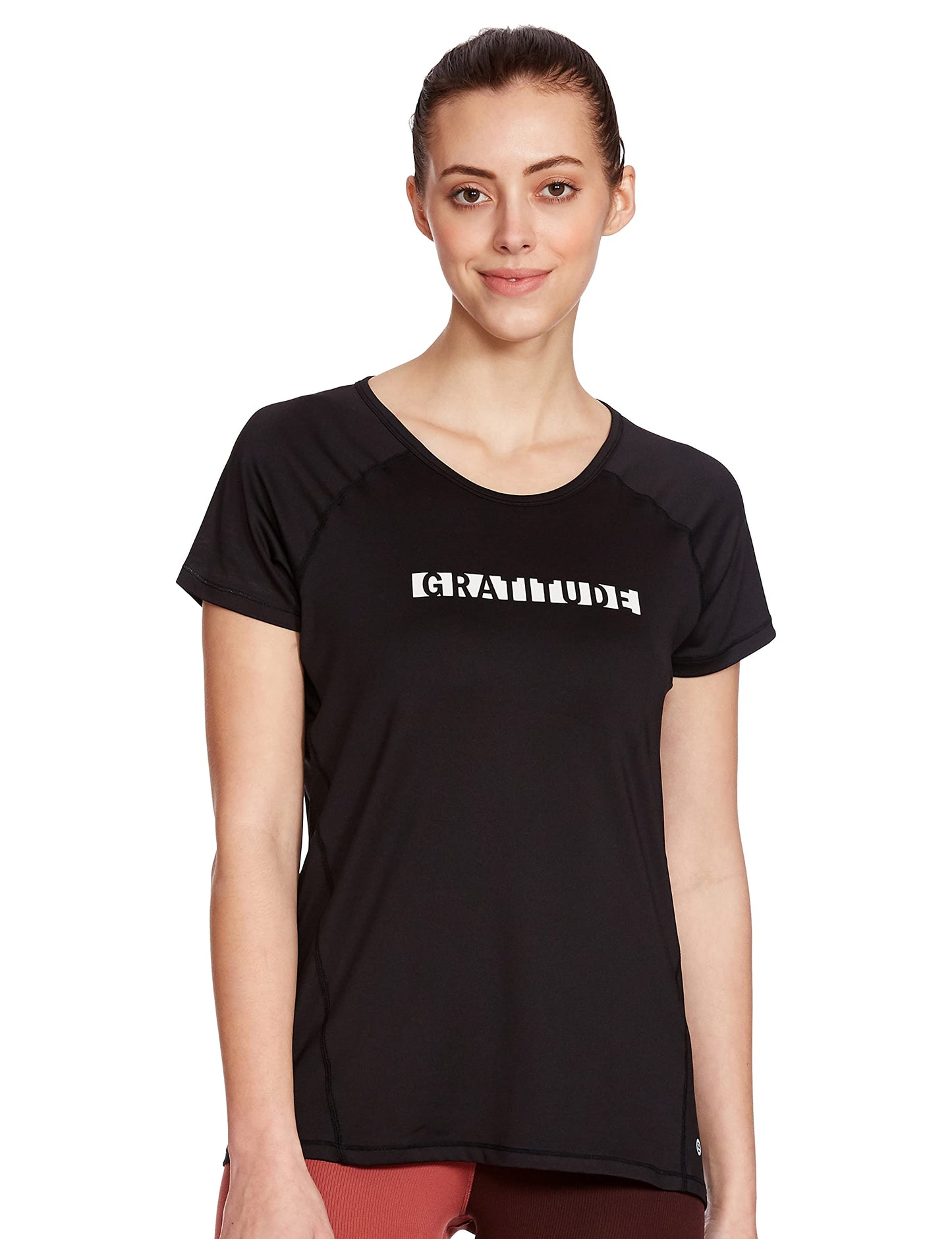 Enamor Athleisure Womens Polyester Relaxed Fit Long Length Raglan Sleeves Scoop Neck Quick Dry 4 Way Stretch Antimicrobial Grap