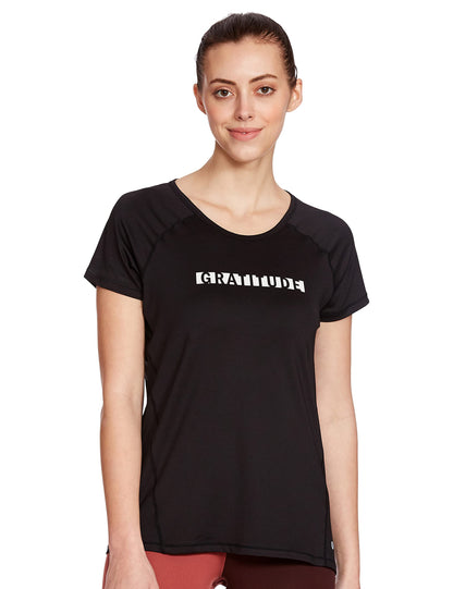 Enamor Athleisure Womens Polyester Relaxed Fit Long Length Raglan Sleeves Scoop Neck Quick Dry 4 Way Stretch Antimicrobial Grap