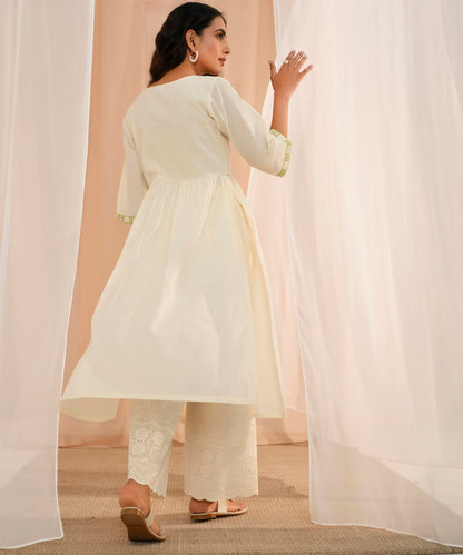 Libas WomenS Cotton Printed A-Line Kurta (26726_Off White