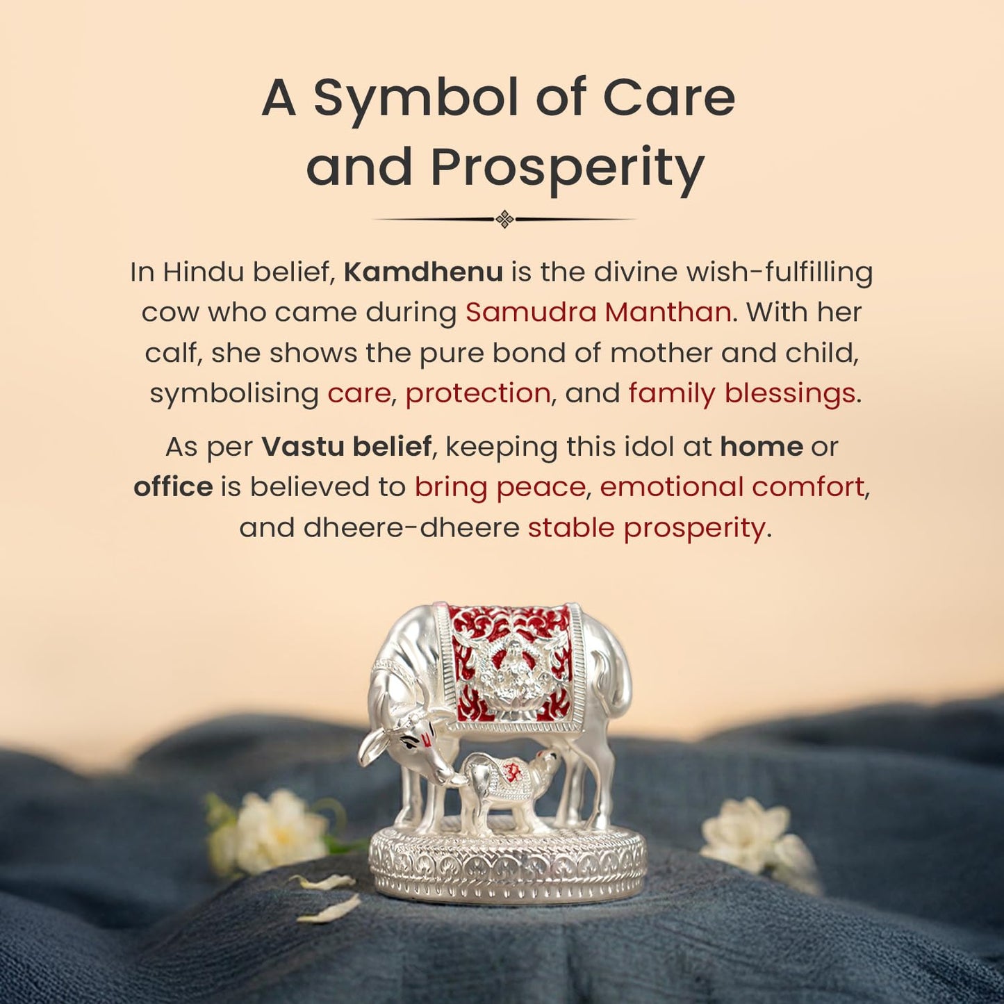 Astrotalk Kamdhenu Cow with Calf Murti (3x3.5 Inch) | Divine Symbol for Abundance & Prosperity | Sacred Vastu & Pooja Idol | Home Decor for Living Room & Office Desk | Good Luck Gift for Man & Woman