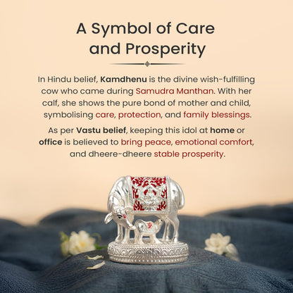 Astrotalk Kamdhenu Cow with Calf Murti (3x3.5 Inch) | Divine Symbol for Abundance & Prosperity | Sacred Vastu & Pooja Idol | Home Decor for Living Room & Office Desk | Good Luck Gift for Man & Woman