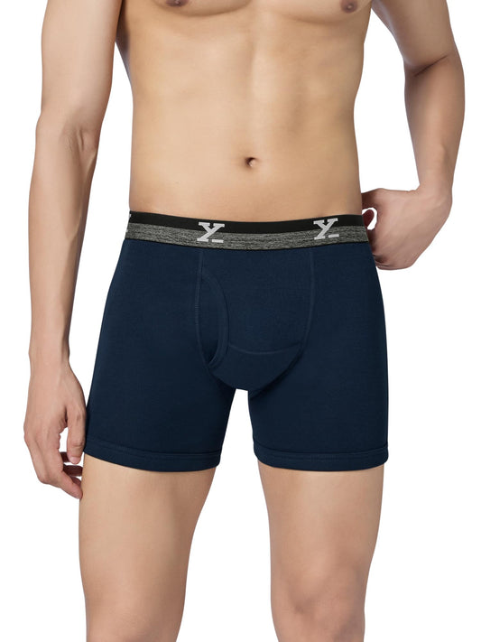 XYXX Mens Nova Cotton Boxer Brief for Men|Regular Fit with intellifresh No-Marks Waistband | Solid Underwear for Men Midnight B